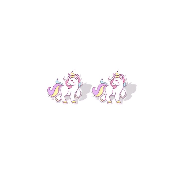Boucles d'oreilles licornes pastel. Design mignon avec des licornes blanches aux crinières arc-en-ciel. Bijoux fantaisie pour enfants ou adultes. Accessoires tendance et originaux. Vente en ligne de bijoux licorne., 45501706895615 | Licorne Shop