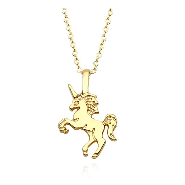 Pendentif licorne dorée sur une chaîne délicate. Bijou tendance représentant un symbole de magie et de pureté. Idéal pour les amoureux des créatures mythiques., 45501127655679 | Licorne Shop