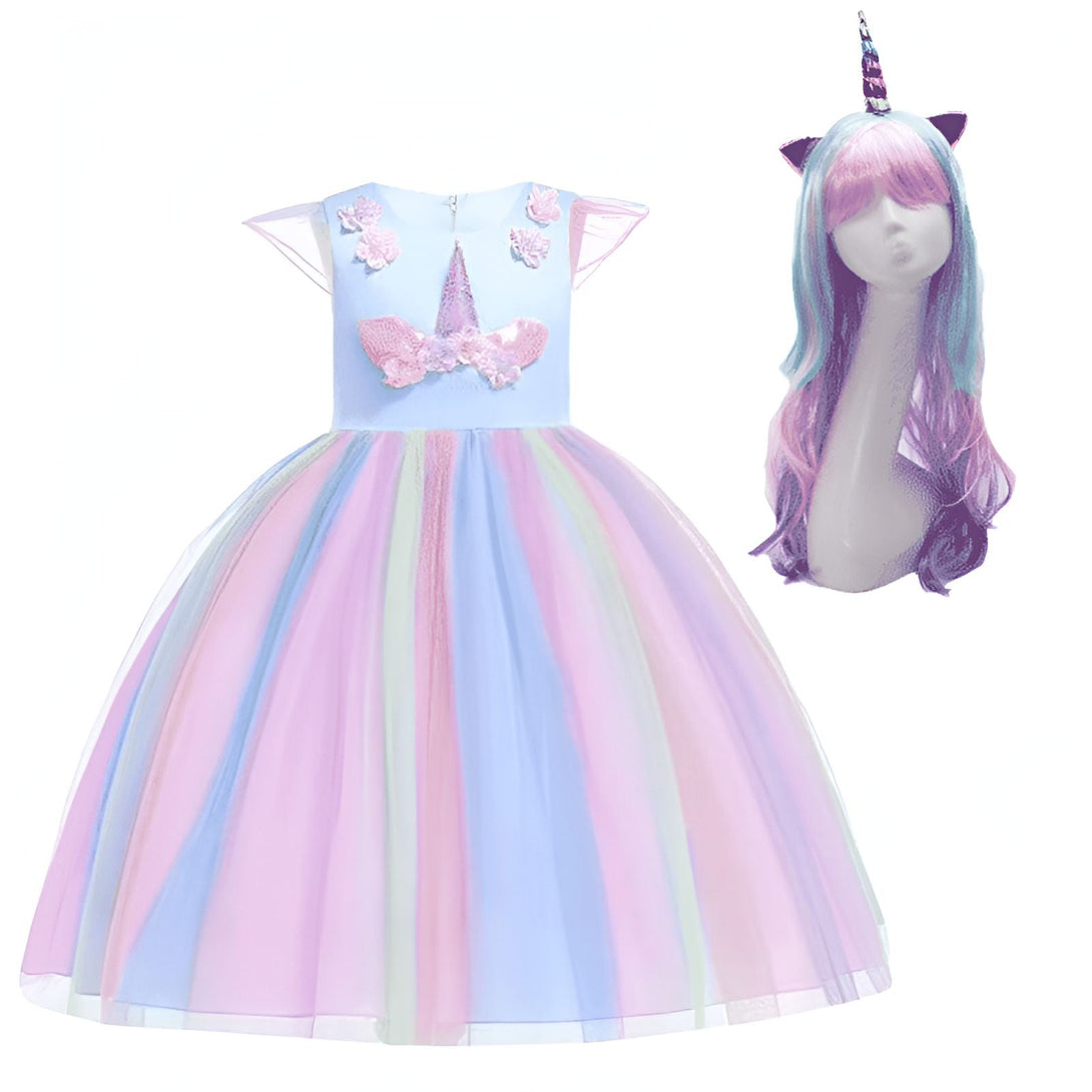 Robe de princesse licorne pour filles avec tutu arc-en-ciel et serre-tête assorti. Costume féerique pour anniversaires, fêtes déguisées ou carnaval. Tenue magique et colorée pour enfants., 45501285794047,45501285826815,45501285859583,45501285892351,45501285925119,45501285957887,45501285990655,45501286023423 | Licorne Shop