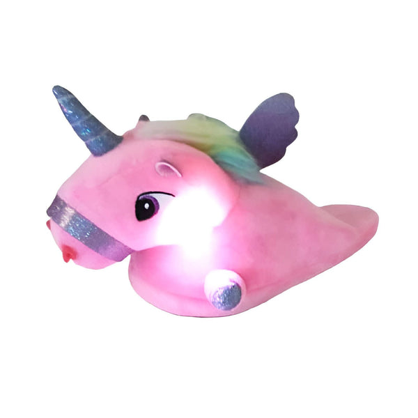 Pantoufle licorne rose en peluche. Chaussons lumineux pour enfants, confortables et originaux. Accessoire amusant pour la maison. Idée cadeau fantaisie., 45502270767359,45502270800127,45502270832895,45502270865663,45502270898431,45502270931199,45502270963967,45502270996735,45502271029503 | Licorne Shop