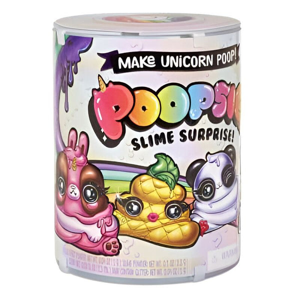 Boîte de jouet Poopsie Slime Surprise, avec des dessins de caca de licorne. On voit un lapin, un ananas, et un panda., 45501393371391 | Licorne Shop