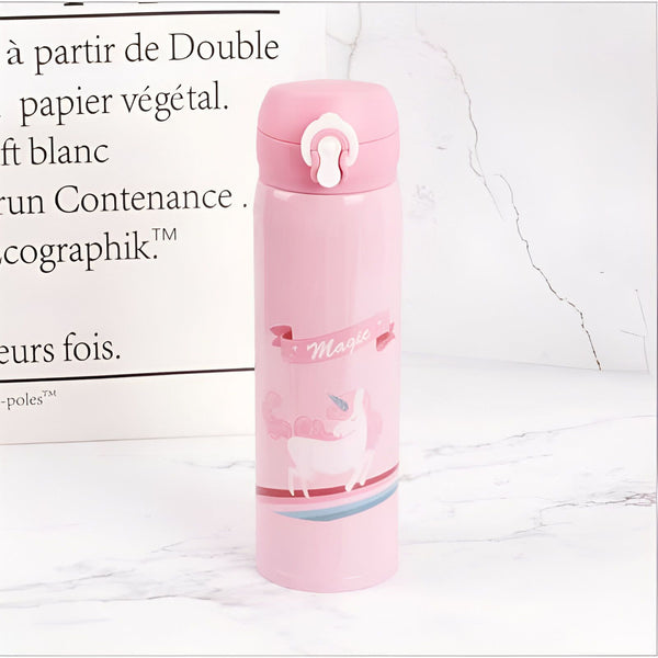 Gourde isotherme rose pour enfants avec motif de licorne magique. Bouteille réutilisable pour l'école. Accessoire écologique pour boisson., 45501173170431 | Licorne Shop