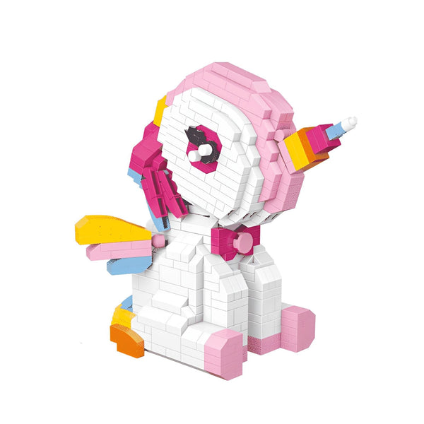 Un adorable licorne en blocs de construction colorés. Un jouet amusant avec des teintes de rose, blanc, jaune et bleu, parfait pour les enfants et les collectionneurs. Un cadeau original et créatif., 45501257449727 | Licorne Shop
