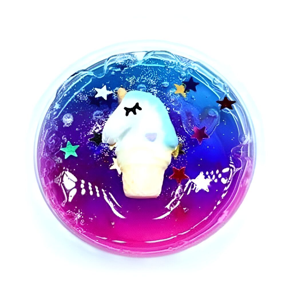 Pot de slime coloré avec licorne, étoiles et paillettes. Texture gluante bleu, violet et rose. Jouet sensoriel pour enfants., 45502405378303 | Licorne Shop