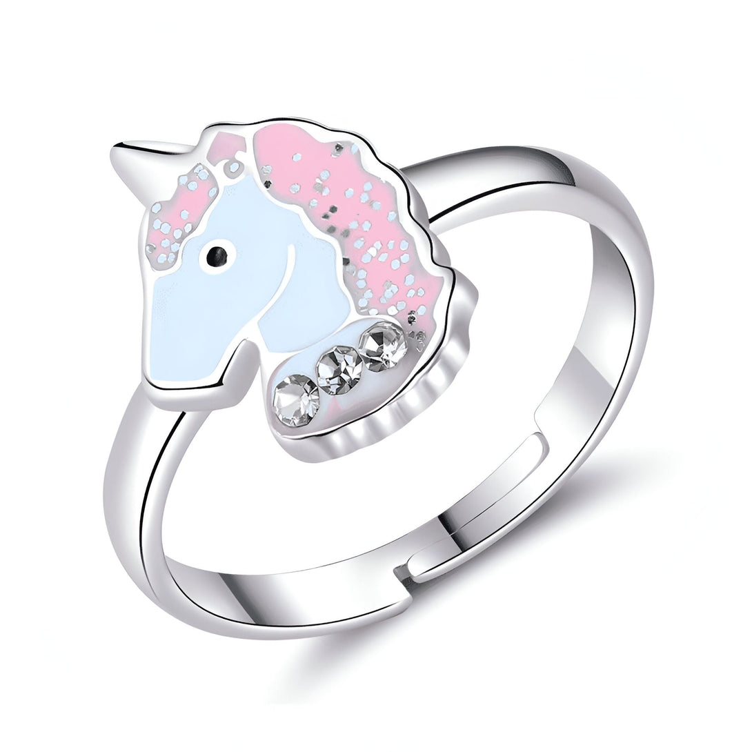 Bague pour enfant en argent avec motif licorne rose et bleu pastel, ornée de petites pierres brillantes. Bijou fantaisie ajustable pour fille., 45501845963007,45501845995775,45501846028543,45501846061311,45501846094079,45501846126847,45501846159615,45501846192383,45501846225151,45501846257919,45501846290687,45501846323455,45501846356223,45501846388991,45501846421759 | Licorne Shop
