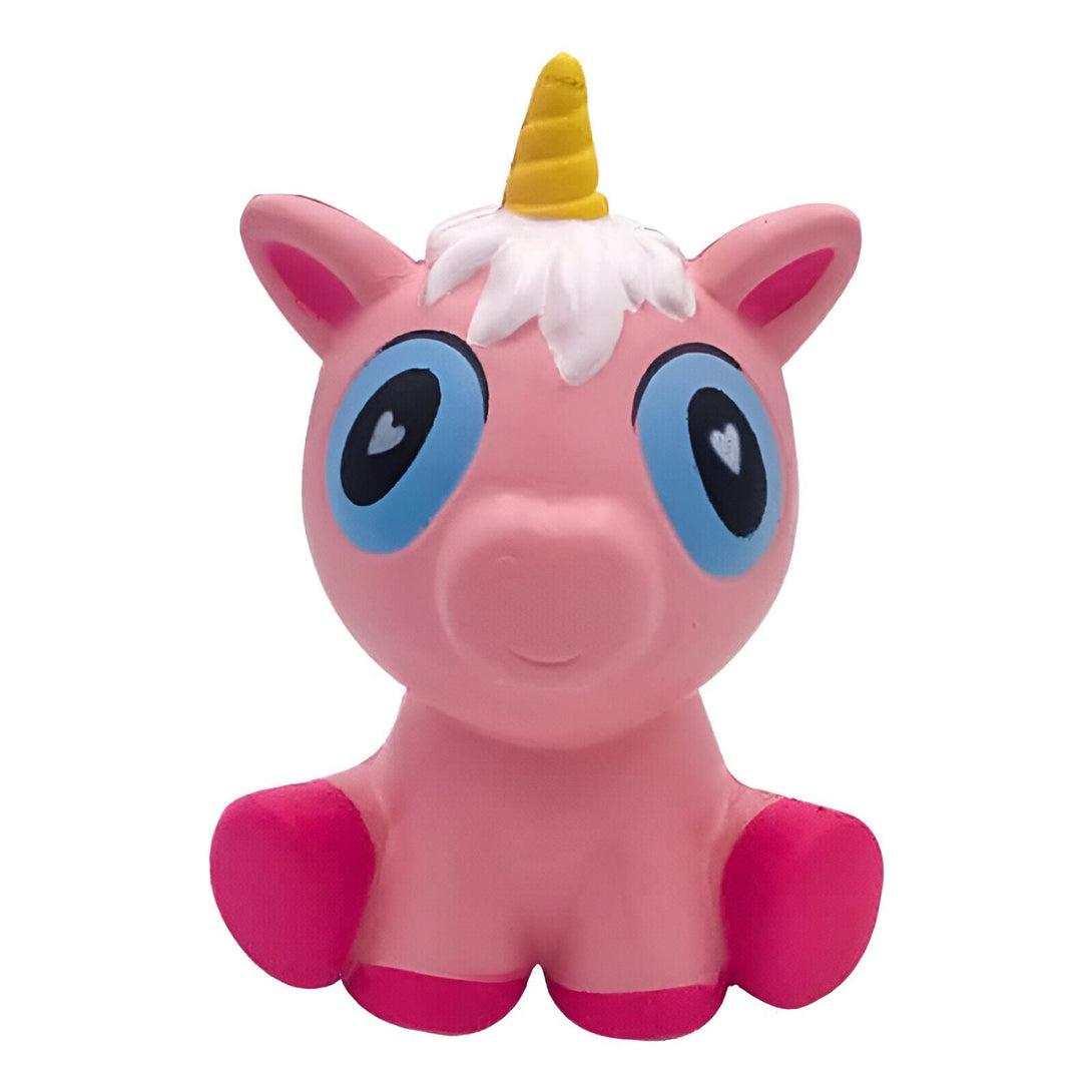 Jouet pour enfant : Un adorable licorne rose avec des yeux bleus en forme de cœur et une corne jaune., 45501316432127 | Licorne Shop