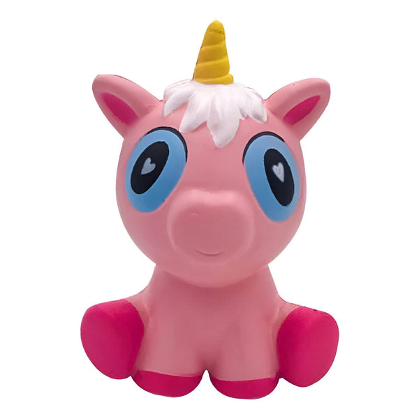 Jouet pour enfant : Un adorable licorne rose avec des yeux bleus en forme de cœur et une corne jaune., 45501316432127 | Licorne Shop