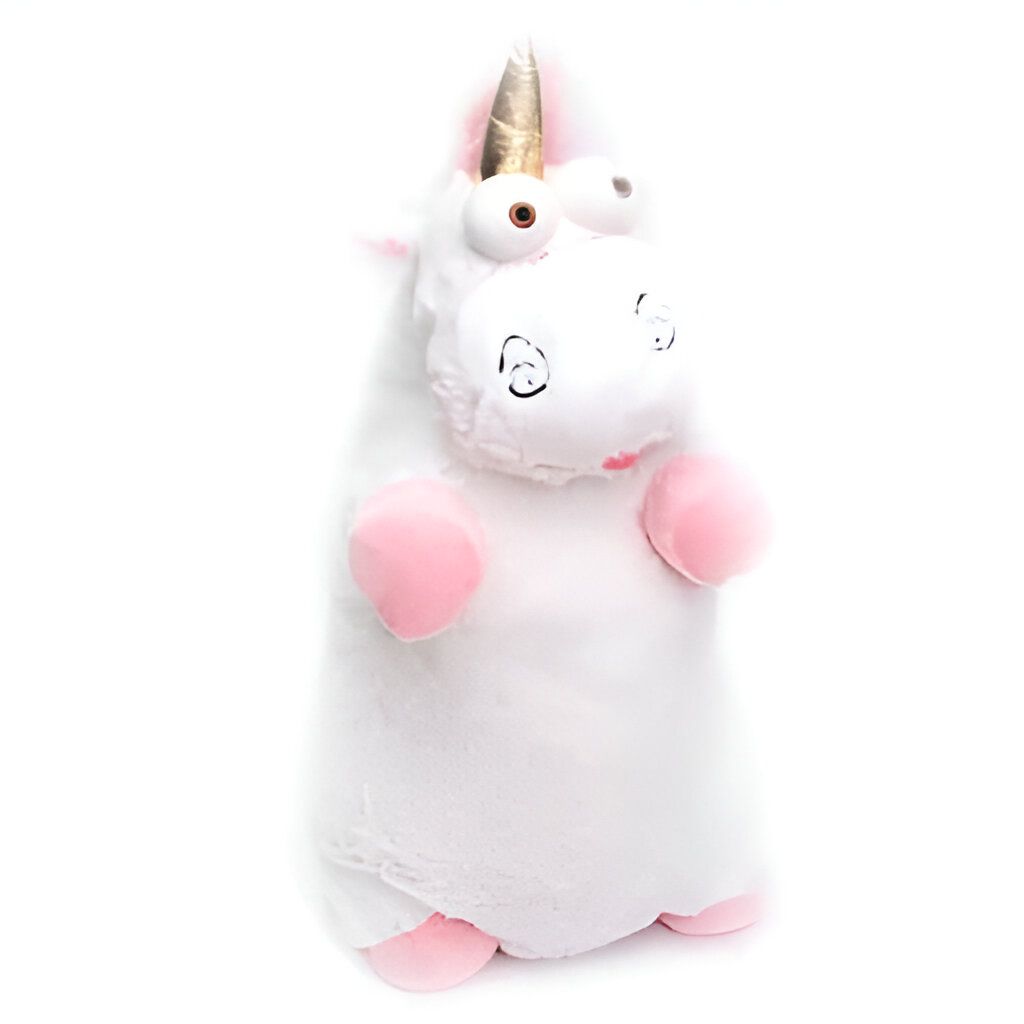 Peluche Licorne Fluffy des Minions. Jouet en peluche blanc avec des yeux ronds et un visage expressif. Peluche douce avec une corne dorée. Cadeau mignon et câlin pour les fans des Minions., 45501420437759 | Licorne Shop