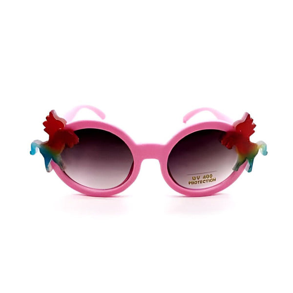 Lunettes de soleil roses pour enfants avec décorations de licornes colorées sur les côtés. Protection UV 400., 45502252417279 | Licorne Shop