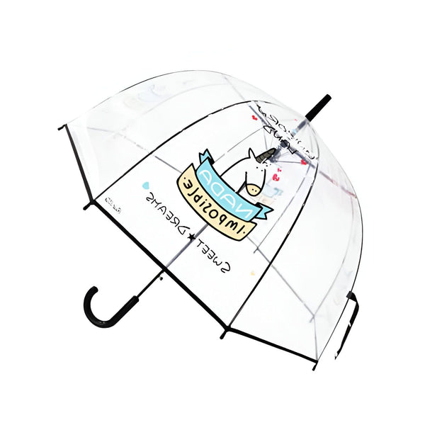 Parapluie transparent pour enfant avec motif de licorne. Accessoire de mode amusant pour les jours de pluie. Imperméable et protecteur., 45501168451839 | Licorne Shop