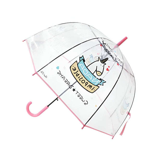 Parapluie transparent avec motif de licorne et inscription "Sweet Dreams". Poignée rose. Idéal pour les enfants. Protection contre la pluie. Accessoire de mode mignon et pratique., 45501167567103 | Licorne Shop