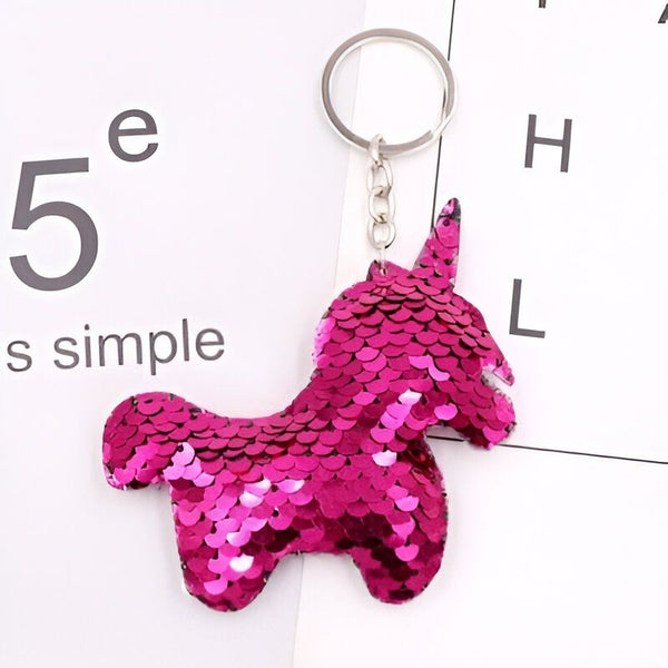 Porte-clés licorne rose à paillettes, accessoire de mode mignon et scintillant pour vos clés ou votre sac. Idéal pour les fans de licornes et de bling-bling., 45501196239103 | Licorne Shop