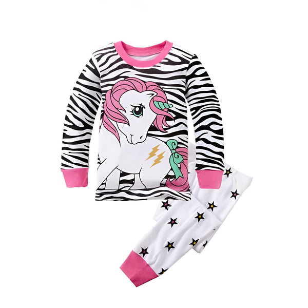 Pyjama enfant imprimé zèbre avec licorne rose et étoiles, manches longues, confortable et mignon pour les nuits paisibles., 45502358978815,45502359011583,45502359044351,45502359077119,45502359109887,45502359142655,45502359175423,45502359208191 | Licorne Shop