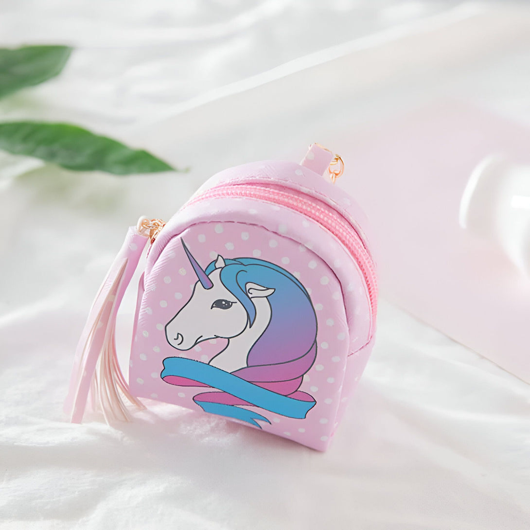 Petit sac à dos rose avec motif licorne et fermeture éclair. Accessoire mignon pour ranger de petites affaires., 45501166715135 | Licorne Shop