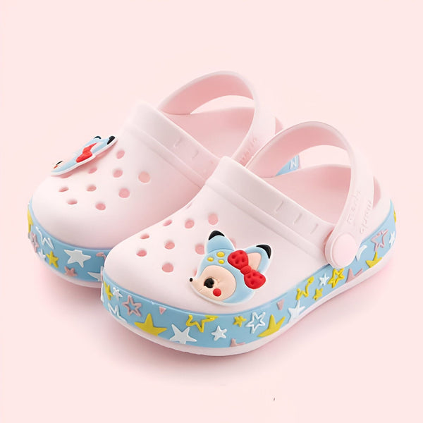 Paire de sabots roses pour enfants avec des motifs d'animaux mignons et des étoiles. Chaussures confortables et ludiques pour les petits., 45502078255359,45502078288127,45502078320895,45502078353663,45502078386431,45502078419199,45502078451967,45502078484735,45502078517503 | Licorne Shop