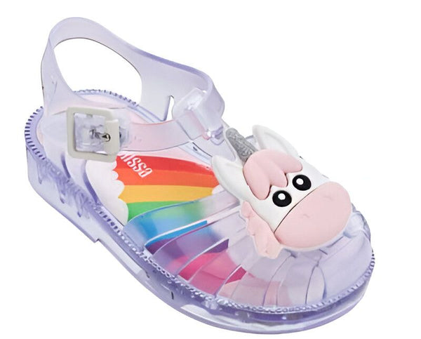 Sandale enfant transparente avec une licorne rose et un arc-en-ciel sur la semelle intérieure. Chaussure d'été pour fille, confortable et stylée., 45502338597119,45502338629887,45502338662655,45502338695423,45502338728191,45502338760959,45502338793727,45502338826495,45502338859263 | Licorne Shop