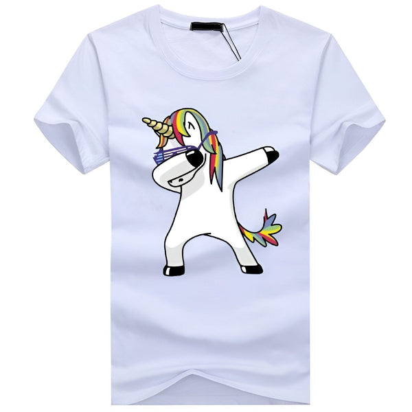 licorne blanche avec des lunettes de soleil arc-en-ciel qui dab