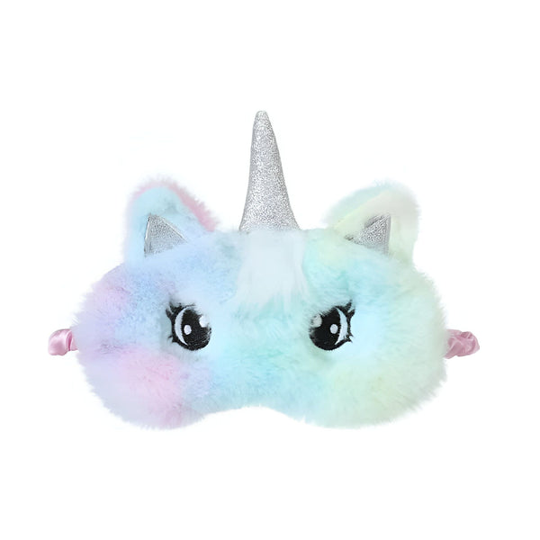 Masque de sommeil en forme de licorne, doux et coloré. Idéal pour une nuit de sommeil réparateur avec une touche de magie. Accessoire mignon avec un cornet argenté et des oreilles brillantes., 45501053829375 | Licorne Shop