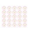 Feuille d'étiquettes rondes avec motif de tête de licorne dorée et fleurs roses et bleues sur fond blanc, bordure rose. Idéal pour décorer des cadeaux ou des gâteaux., 45501361422591 | Licorne Shop
