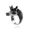 Bague en forme de tête de licorne en métal argenté. Bijou original et fantaisie pour les passionnés d'équidés et d'animaux mythiques. Style affirmé et unique., 45501856022783,45501856055551,45501856088319,45501856121087,45501856153855,45501856186623,45501856219391,45501856252159,45501856284927,45501856317695,45501856350463,45501856383231,45501856448767,45501856514303,45501856579839 | Licorne Shop
