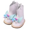 Paire de bottines blanches pour bébé, décorées de licornes ailées bleues et roses. Chaussures mignonnes pour petites filles. Mode enfantine et fantaisie., 45501220520191,45501220552959,45501220585727,45501220618495,45501220651263,45501220684031,45501220716799,45501220749567,45501220782335 | Licorne Shop