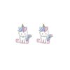 boucles-d-oreilles-licorne-petite-fille-2a.jpg Deux licornes blanches avec des crinières et des queues multicolores sont assises côte à côte.