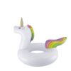 Bouée gonflable en forme de licorne blanche avec crinière et queue arc-en-ciel et corne dorée. Idéal pour piscine ou plage., 45501245391103 | Licorne Shop