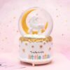 Boule à neige licorne sur croissant de lune, base blanche avec étoiles dorées et inscription "Twinkle twinkle little star". Décoration féérique pour enfant, cadeau original., 45501134340351 | Licorne Shop