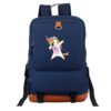 cartable-licorne-adulte-bleu-fonce-3a.jpg Une image d'un sac à dos bleu avec une image d'une licorne qui fait le dab.