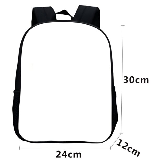 cartable-licorne-dab-vert-enfant-2a Un sac à dos noir avec des dimensions de 30 cm de hauteur, 24 cm de largeur et 12 cm d'épaisseur.