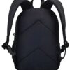 L'image montre le dos d'un sac à dos noir avec des bretelles et une poignée. Le sac à dos est en polyester et possède une doublure en nylon. Il est doté d'un compartiment principal avec une fermeture à glissière, d'une poche avant avec une fermeture à glissière et de deux poches latérales en filet. Le sac à dos est également équipé d'un panneau dorsal rembourré et de bretelles réglables.
