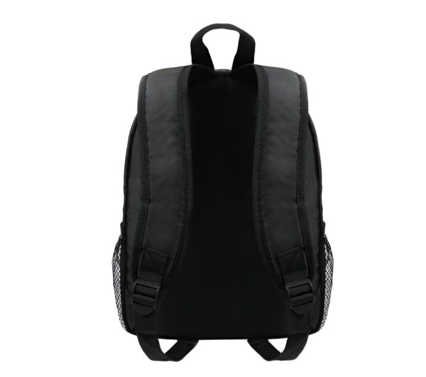 cartable-licorne-fille-star-keeper-2a.jpg Un sac à dos noir avec des bretelles et une poignée. Il y a une petite poche en filet sur le côté.