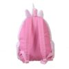 Une image d'un sac à dos rose et blanc en forme de licorne avec des paillettes et une corne.