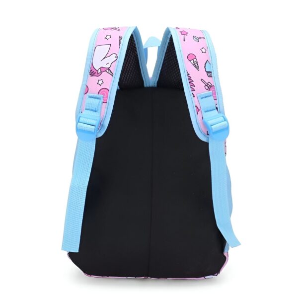 cartable-licorne-scolaire-bleu-fonce-1a.jpg Une image d'un sac à dos rose et bleu avec une licorne et des bonbons dessus.