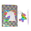 Image d'un carnet à sequins multicolores avec un motif de licorne, un porte-clés licorne à sequins, et un stylo licorne. Ensemble de papeterie fantaisie pour enfants., 45501153378559 | Licorne Shop
