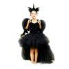 Petite fille asiatique portant un costume de licorne noire avec des ailes, une robe en tulle et un serre-tête à corne. Elle sourit et pose., 45502414815487,45502414848255,45502414881023,45502414913791,45502414946559,45502414979327,45502415012095,45502415044863 | Licorne Shop