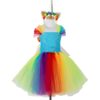 Costume de déguisement pour enfant, robe tutu arc-en-ciel avec un haut bleu et un serre-tête licorne assorti. Parfait pour une fête costumée ou un anniversaire sur le thème de la licorne., 45501279731967,45501279764735,45501279797503,45501279830271,45501279863039,45501279895807,45501279928575,45501279961343 | Licorne Shop