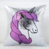 coussin-deco-licorne-sequins-argentes-1a.jpg Coussin carré à sequins réversibles argentés et motif licorne rose et argent. Décoration intérieure féérique pour chambre d'enfant ou salon. Accessoire tendance et ludique., 45501063266559 | Licorne Shop