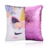 coussin-licorne-a-sequins-roses-reversibles-1a.jpg Coussin carré à paillettes réversibles, moitié rose unie, moitié motif licorne avec des fleurs. Décoration intérieure féerique et colorée., 45501049635071 | Licorne Shop
