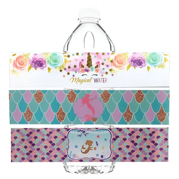 etiquettes-de-bouteille-d-eau-licorne-et-sirene-1a.jpg Étiquettes de bouteilles d'eau décoratives pour fête d'anniversaire sur le thème de la mer, avec motif sirène, écailles et licorne, parfaites pour un anniversaire féerique et magique., 45501172351231 | Licorne Shop