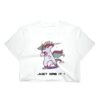 haut-court-imprime-licorne-magique-pour-femme-1a.jpg T-shirt blanc avec un dessin d'une licorne faisant un "dab" sur un arc-en-ciel. Inscription "JUST DAB IT !". Graphique humoristique et tendance. Idéal pour les fans de licornes et de memes., 45501298901247 | Licorne Shop