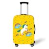Valise jaune à roulettes, motif licorne et arc-en-ciel. Bagage pour enfant, voyage amusant et coloré. Idée cadeau originale., 45501406642431 | Licorne Shop