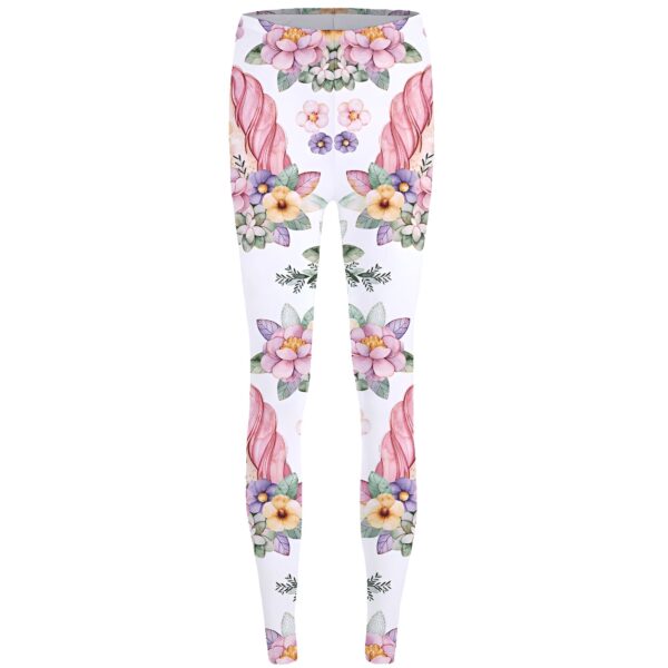 leggings-licorne-fleuris-1a.jpg Leggings blancs à motif floral coloré, comprenant des fleurs roses, jaunes et violettes. Présence de feuilles vertes et de décorations abstraites. Style printanier et estival., 45502378705151,45502378737919,45502378770687,45502378803455,45502378836223,45502378868991,45502378901759,45502378934527 | Licorne Shop