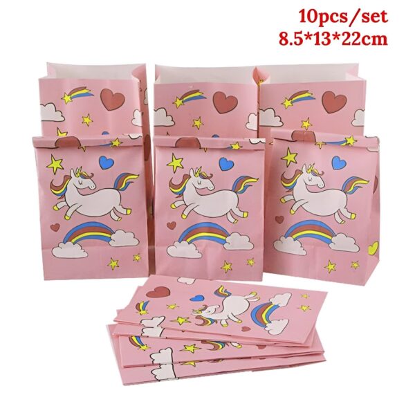 lot-de-10-sacs-de-fete-licorne-roses-pour-anniversaire-1a.jpg Ensemble de 10 sacs cadeaux roses décorés de licornes, d'étoiles, de coeurs et d'arcs-en-ciel. Dimensions : 8,5 x 13 x 22 cm. Idéal pour fêtes d'anniversaire, célébrations., 45501308469503 | Licorne Shop