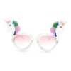 Lunettes de soleil fantaisie en forme de cœur avec des licornes sur les côtés. Monture transparente pailletée et verres roses dégradés. Accessoire de mode original et ludique pour enfants ou adultes., 45502256283903 | Licorne Shop