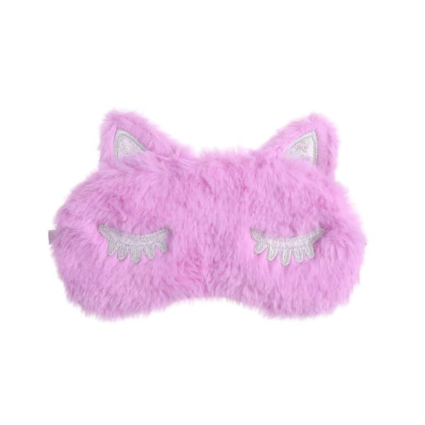 masque-de-nuit-licorne-occultant-et-confortable-pour-enfant-1a.jpg Masque de sommeil rose en fausse fourrure en forme de chat avec des cils argentés brodés. Accessoire mignon et confortable pour un sommeil réparateur., 45501053731071 | Licorne Shop