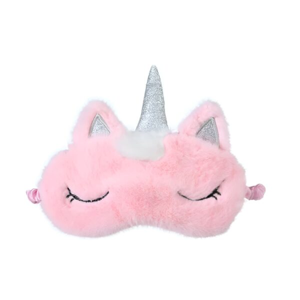 masque-de-sommeil-doux-licorne-avec-corne-1a.jpg Masque de sommeil rose en forme de licorne avec corne argentée et cils brodés. Accessoire de nuit doux et confortable pour un sommeil réparateur. Idéal pour les filles et les fans de licornes., 45501053763839 | Licorne Shop