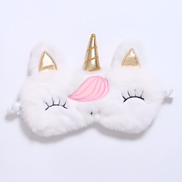 masque-de-sommeil-licorne-confortable-en-satin-ajustable-1a.jpg Masque de sommeil licorne en peluche blanche avec des oreilles dorées, une corne dorée et une joue rose, pour une nuit paisible et un look magique., 45501053174015 | Licorne Shop
