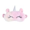 Masque de sommeil en forme de licorne rose et blanche avec des cils brodés et une corne argentée scintillante. Accessoire mignon pour un sommeil paisible., 45501053272319 | Licorne Shop