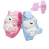 Deux montres en silicone rose et bleu avec un motif de licorne. Les montres ont un cadran numérique et un bracelet réglable.